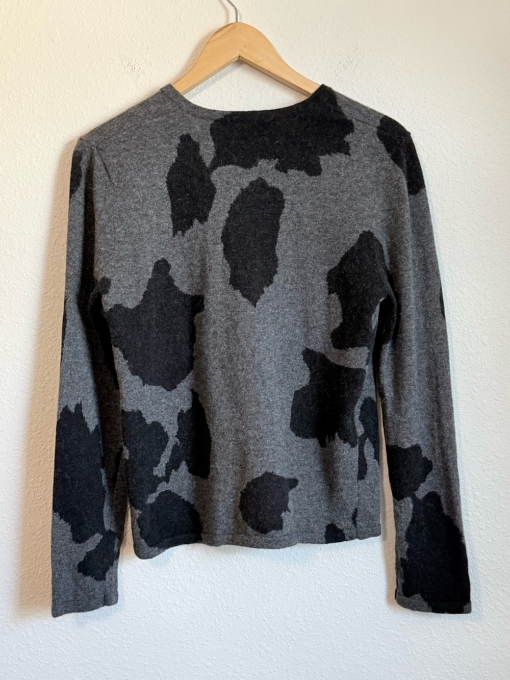 Vintage Nina Leanord Lambswool Angora Blend Crew Cardigan 90s Avant Garde Chic - Picture 4 of 8